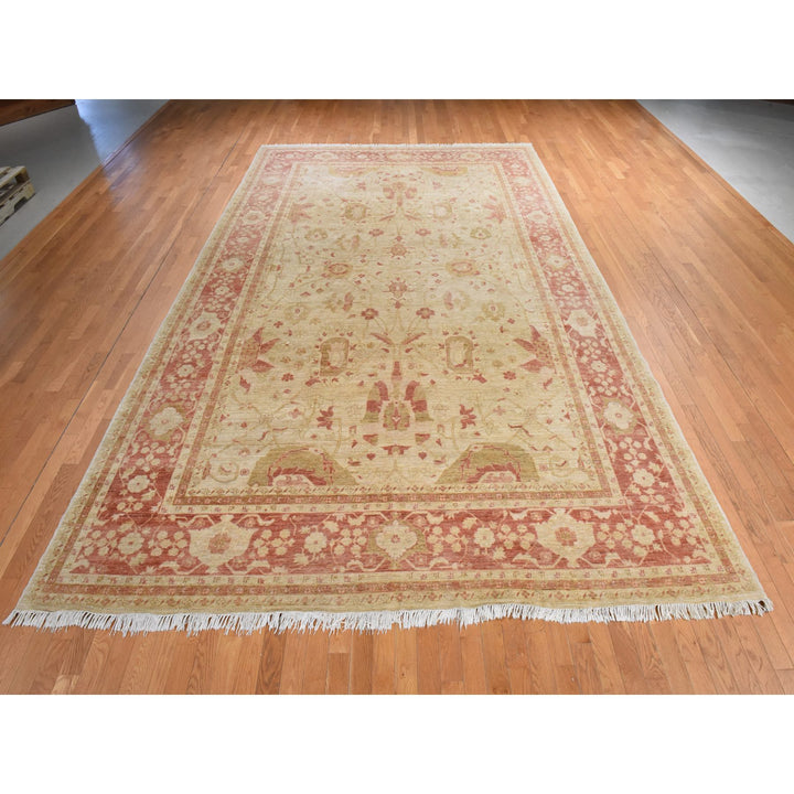 9'8" x 16'0" New Hand Knotted Beige Wool Rectangle Oriental Rug - MOA10278438