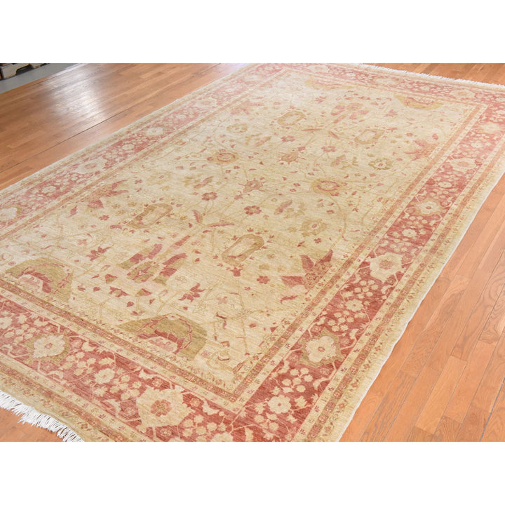 9'8" x 16'0" New Hand Knotted Beige Wool Rectangle Oriental Rug - MOA10278438