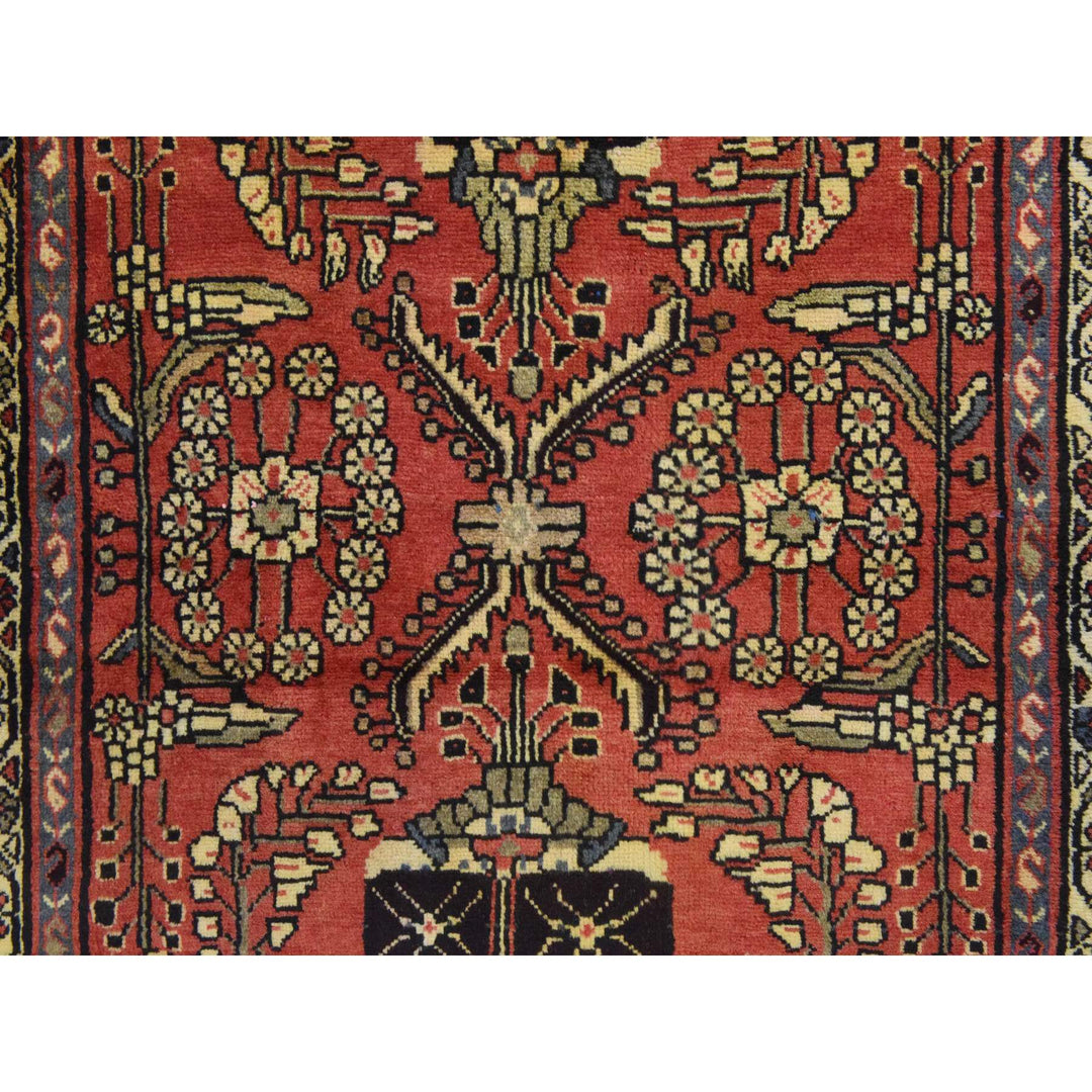 3'4" x 9'10" Vintage Hand Knotted Red Wool Runner Oriental Rug - MOA10278439