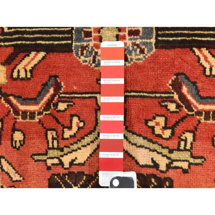 3'4" x 9'10" Vintage Hand Knotted Red Wool Runner Oriental Rug - MOA10278439