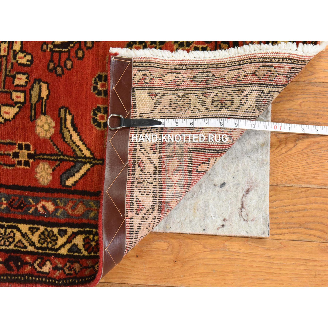 3'4" x 9'10" Vintage Hand Knotted Red Wool Runner Oriental Rug - MOA10278439