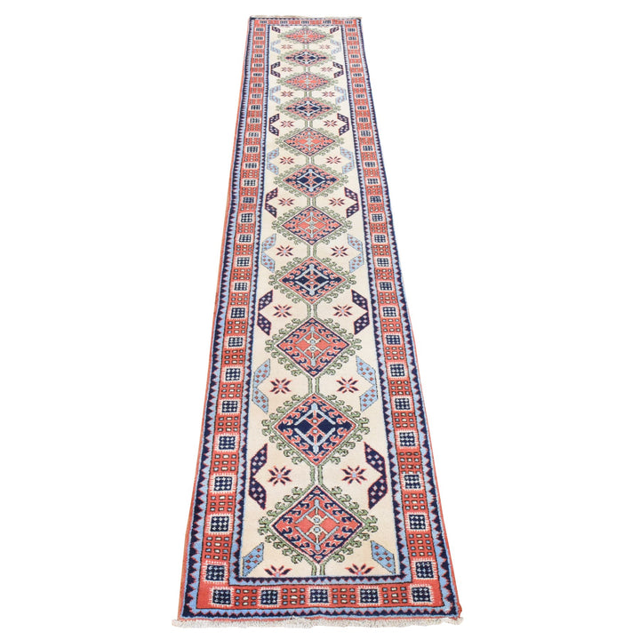 2'6" x 13'1" Vintage Hand Knotted Yellow Wool Runner Oriental Rug - MOA10278441
