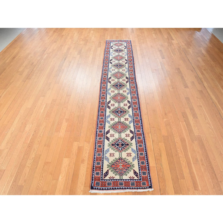 2'6" x 13'1" Vintage Hand Knotted Yellow Wool Runner Oriental Rug - MOA10278441