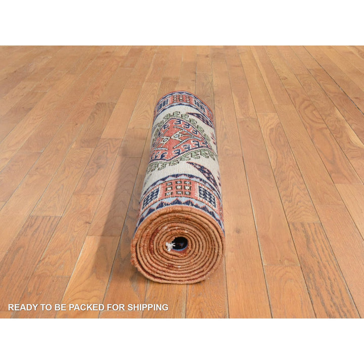 2'6" x 13'1" Vintage Hand Knotted Yellow Wool Runner Oriental Rug - MOA10278441