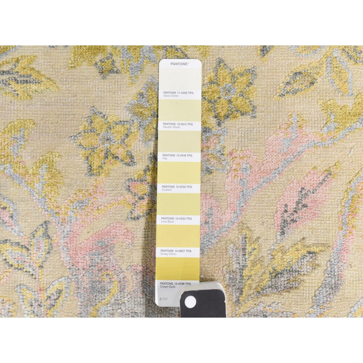 2'0" x 2'0" New Hand Knotted Yellow Wool & Silk Square Oriental Rug - MOA10278443