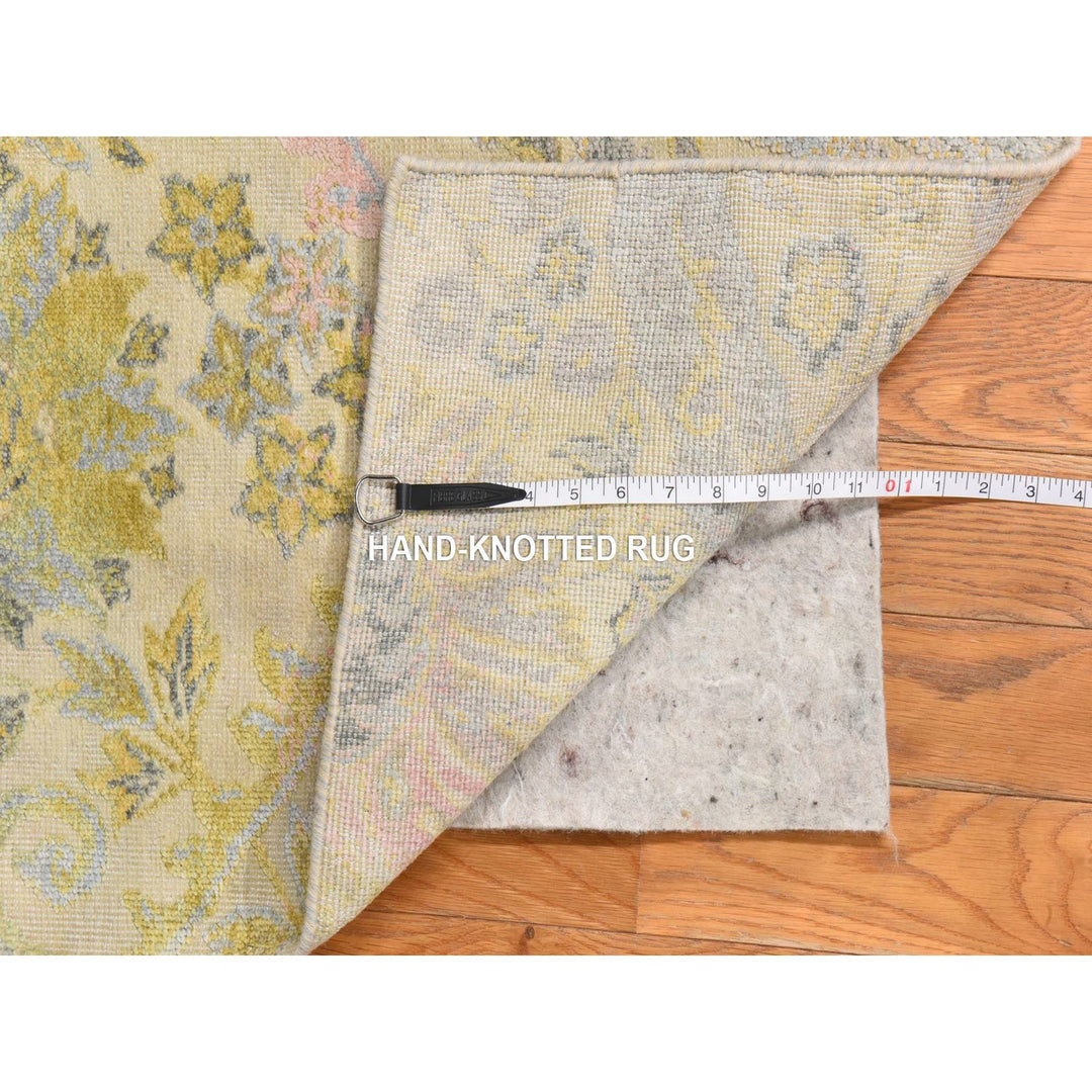 2'0" x 2'0" New Hand Knotted Yellow Wool & Silk Square Oriental Rug - MOA10278443