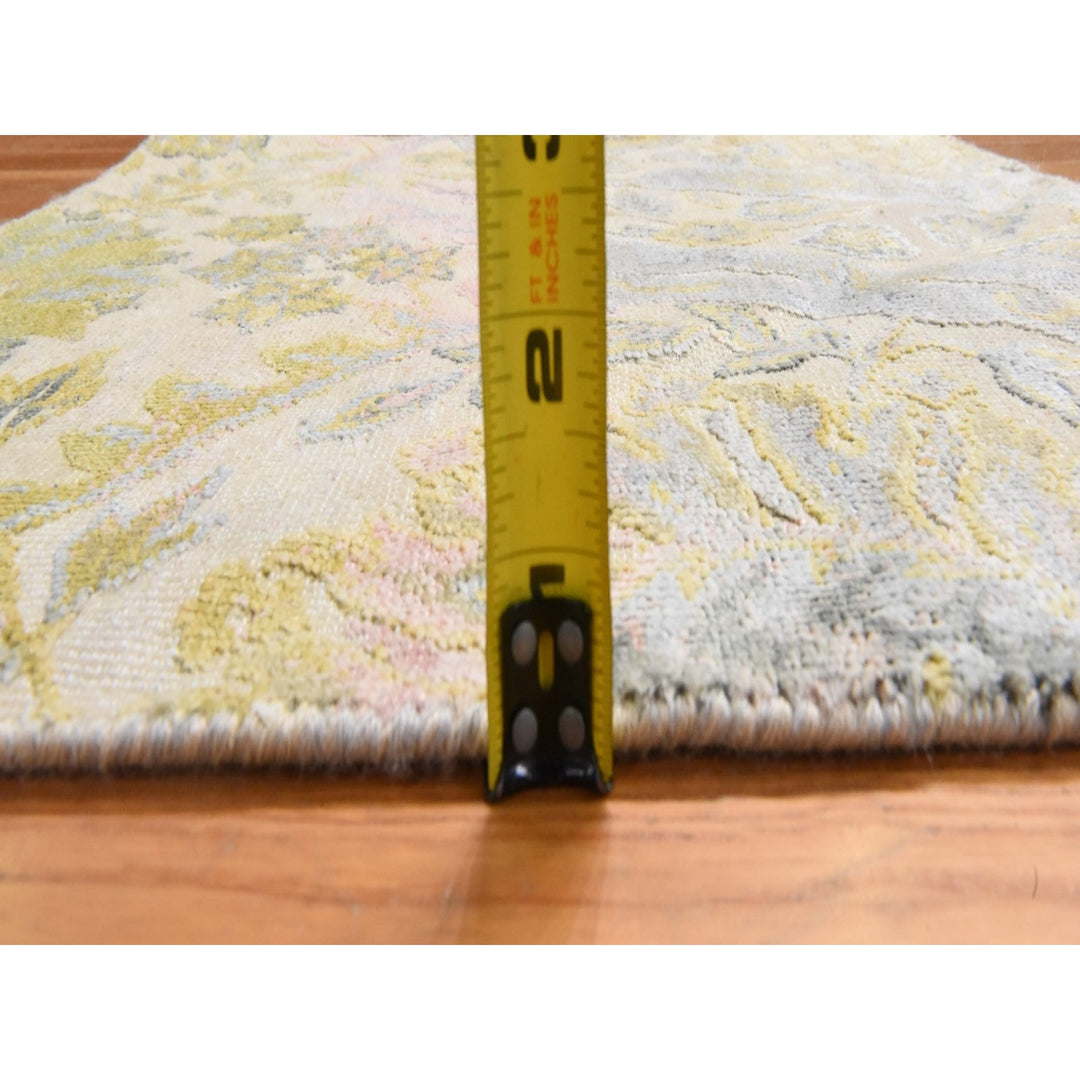 2'0" x 2'0" New Hand Knotted Yellow Wool & Silk Square Oriental Rug - MOA10278443
