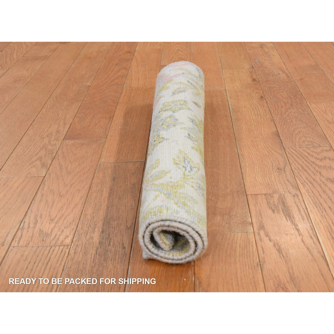 2'0" x 2'0" New Hand Knotted Yellow Wool & Silk Square Oriental Rug - MOA10278443