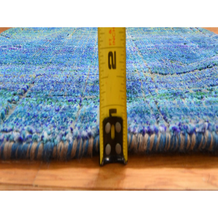 1'6" x 2'0" New Hand Knotted Blue Sari Silk Rectangle Oriental Rug - MOA10278444