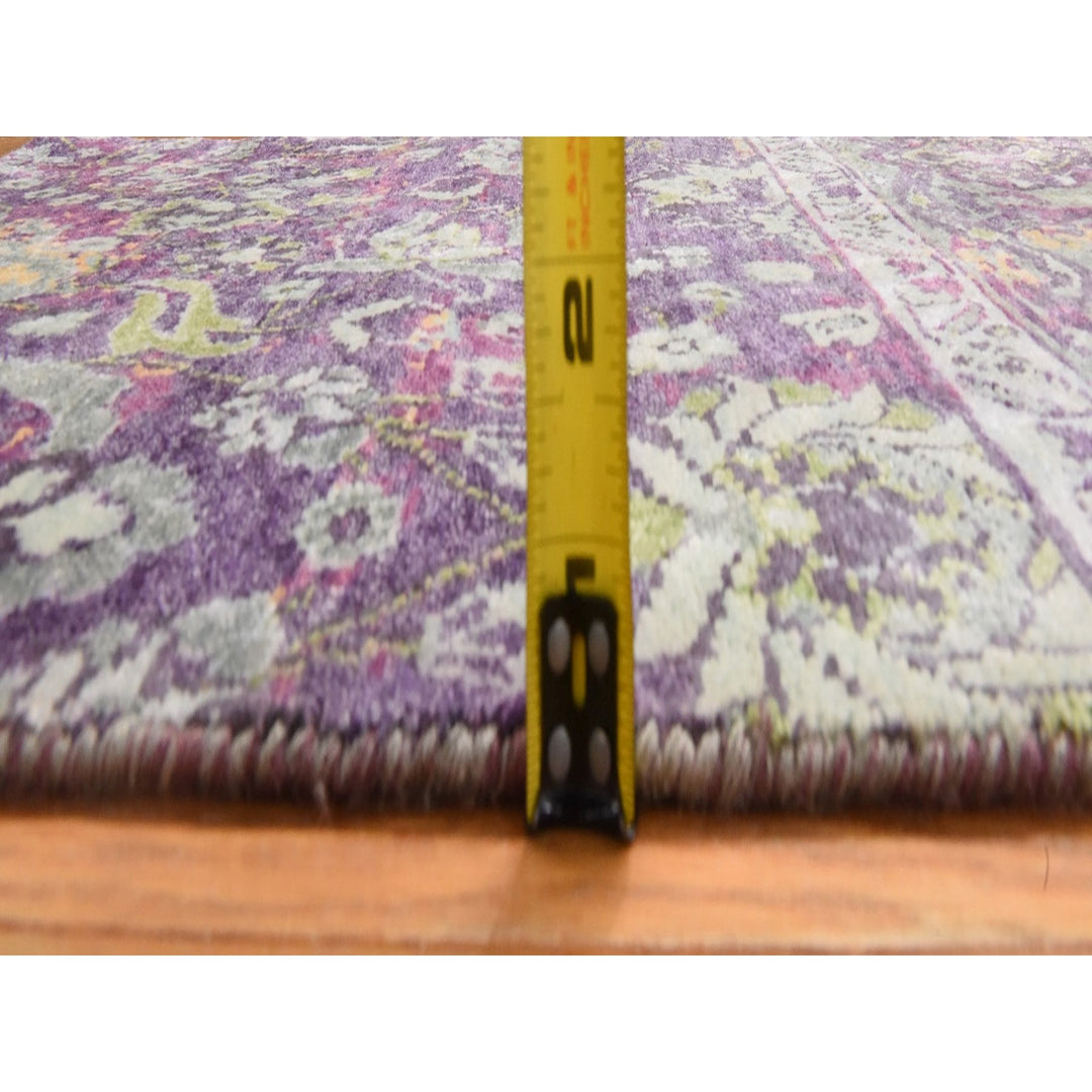 2'0" x 3'1" New Hand Knotted Purple Silk Rectangle Oriental Rug - MOA10278446