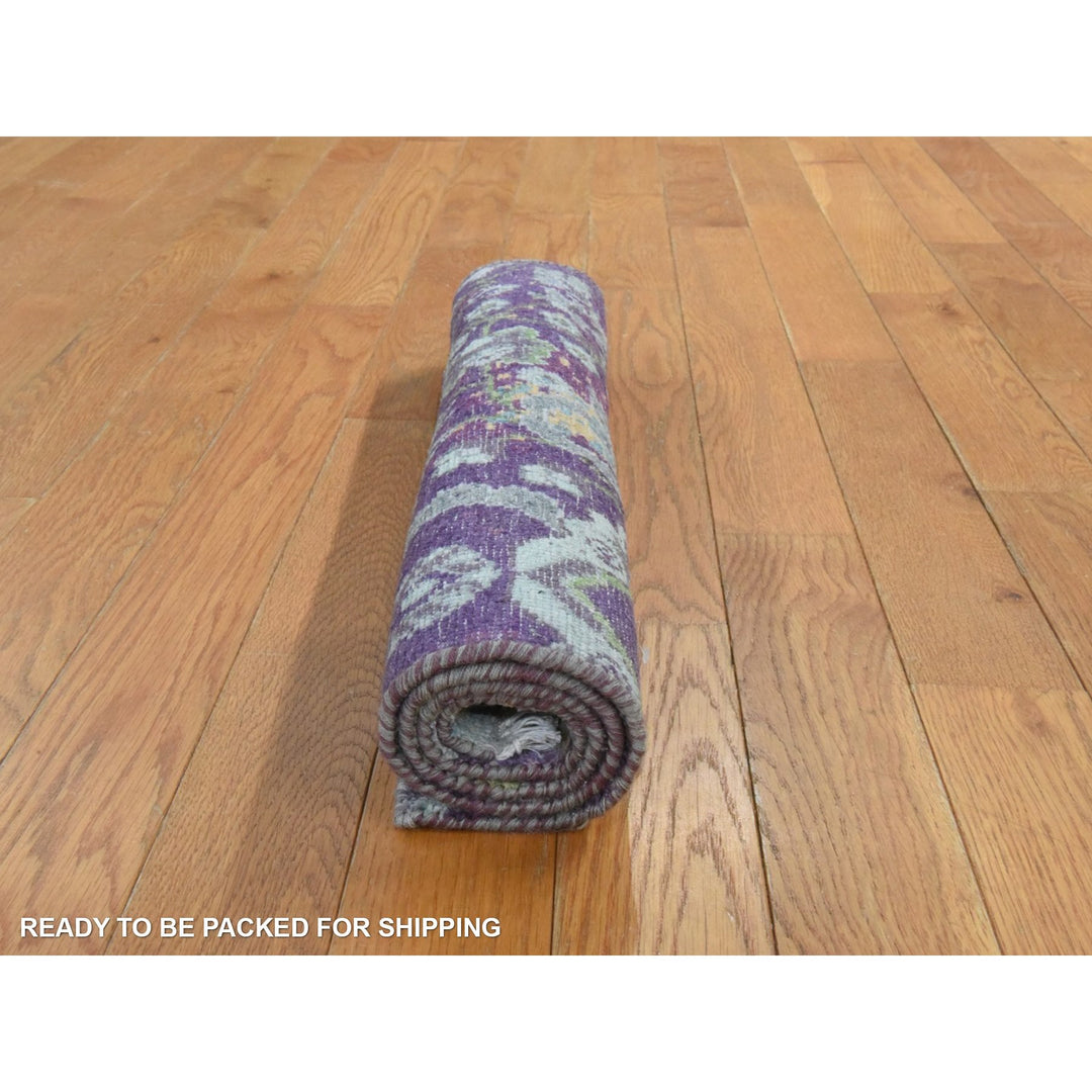 2'0" x 3'1" New Hand Knotted Purple Silk Rectangle Oriental Rug - MOA10278446