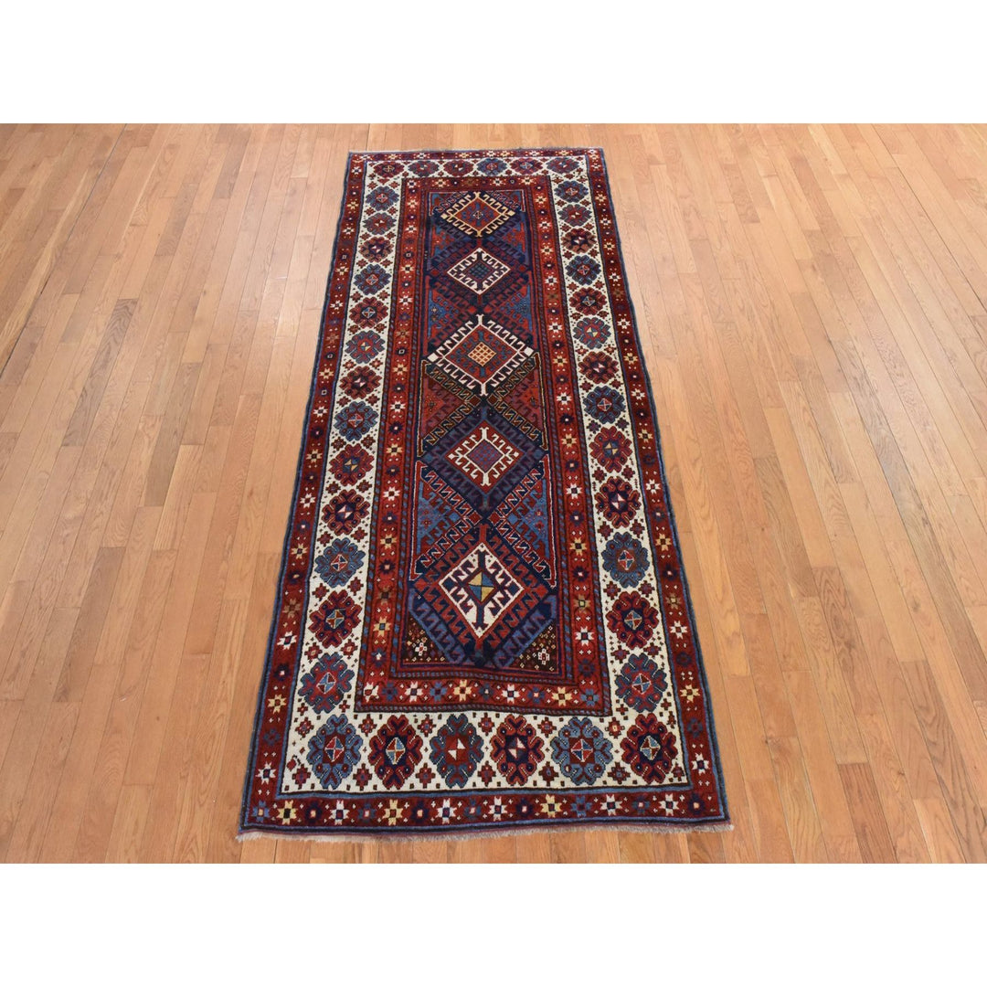 4'0" x 9'4" Vintage Hand Knotted Red Wool Runner Oriental Rug - MOA10278451