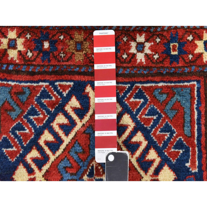 4'0" x 9'4" Vintage Hand Knotted Red Wool Runner Oriental Rug - MOA10278451