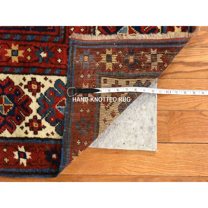 4'0" x 9'4" Vintage Hand Knotted Red Wool Runner Oriental Rug - MOA10278451