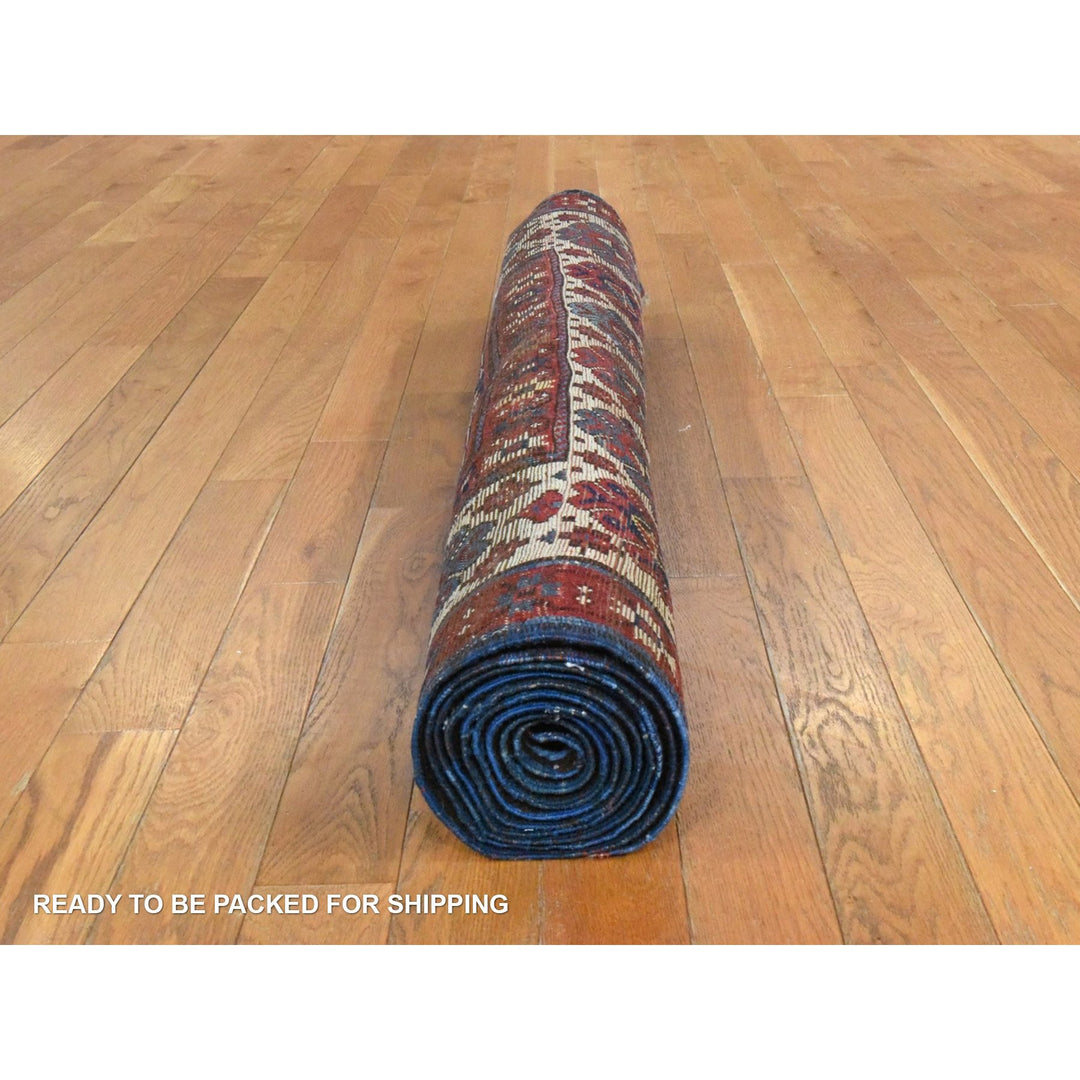 4'0" x 9'4" Vintage Hand Knotted Red Wool Runner Oriental Rug - MOA10278451