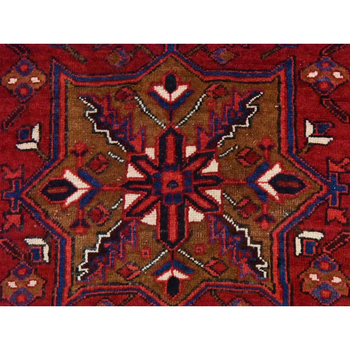 3'4" x 10'9" Vintage Hand Knotted Red Wool Runner Oriental Rug - MOA10278455