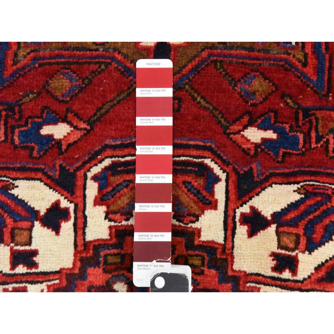 3'4" x 10'9" Vintage Hand Knotted Red Wool Runner Oriental Rug - MOA10278455