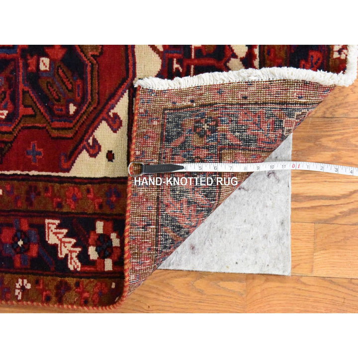 3'4" x 10'9" Vintage Hand Knotted Red Wool Runner Oriental Rug - MOA10278455