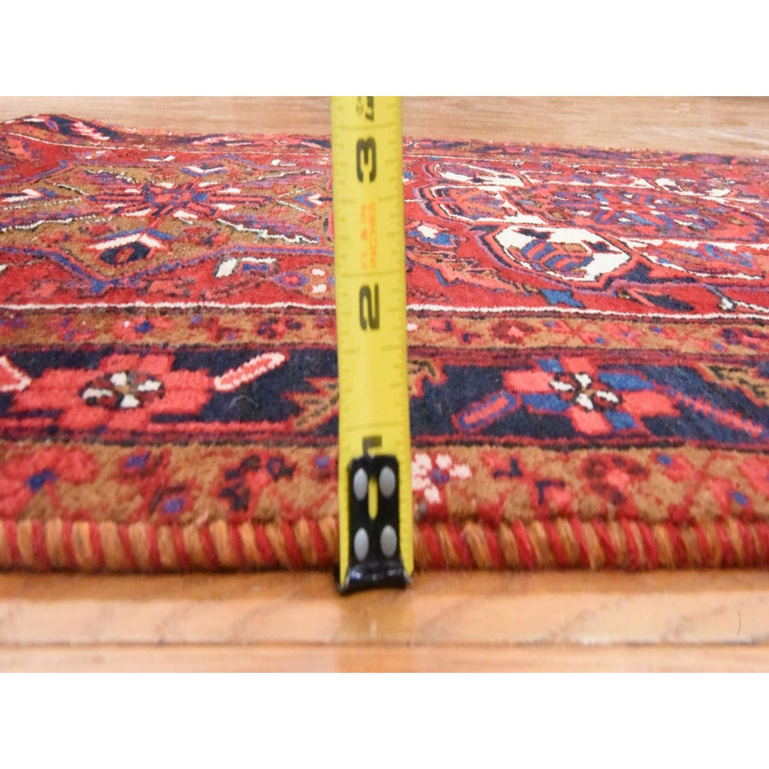 3'4" x 10'9" Vintage Hand Knotted Red Wool Runner Oriental Rug - MOA10278455