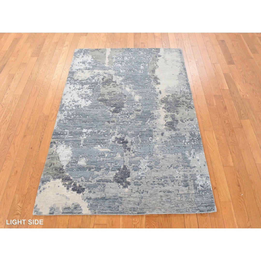4'0" x 6'0" New Hand Knotted Grey Wool Rectangle Oriental Rug - MOA10278459