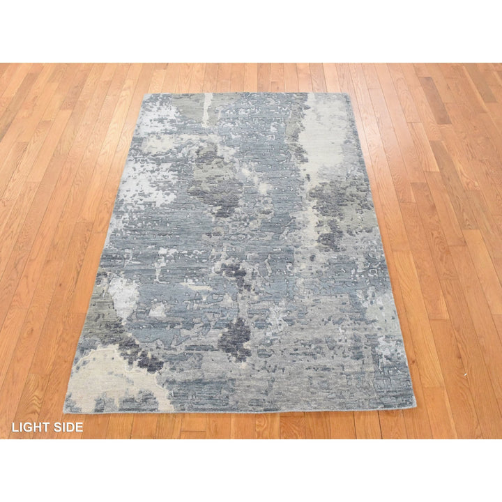 4'0" x 6'0" New Hand Knotted Grey Wool Rectangle Oriental Rug - MOA10278459