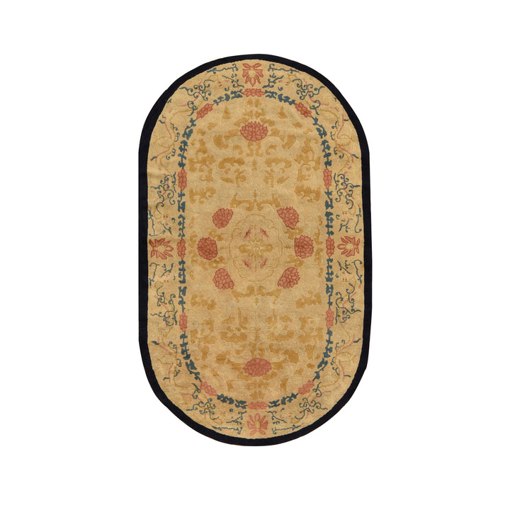 4'0" x 6'9" Vintage Hand Knotted Brown Wool Oval Oriental Rug - MOA10278462