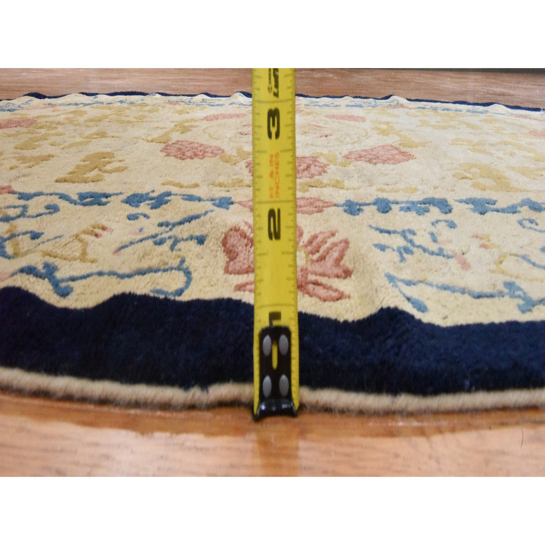 4'0" x 6'9" Vintage Hand Knotted Brown Wool Oval Oriental Rug - MOA10278462