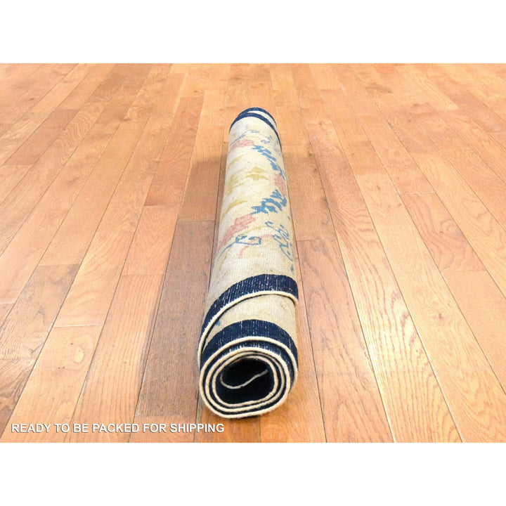 4'0" x 6'9" Vintage Hand Knotted Brown Wool Oval Oriental Rug - MOA10278462