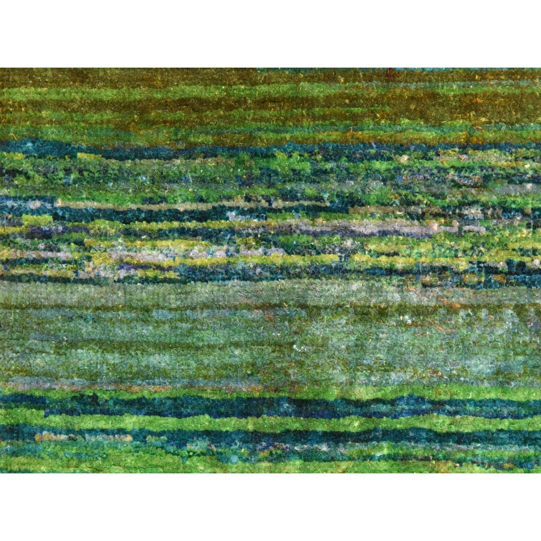 1'0" x 9'0" New Hand Knotted Multicolored Sari Silk Runner Oriental Rug - MOA10278463