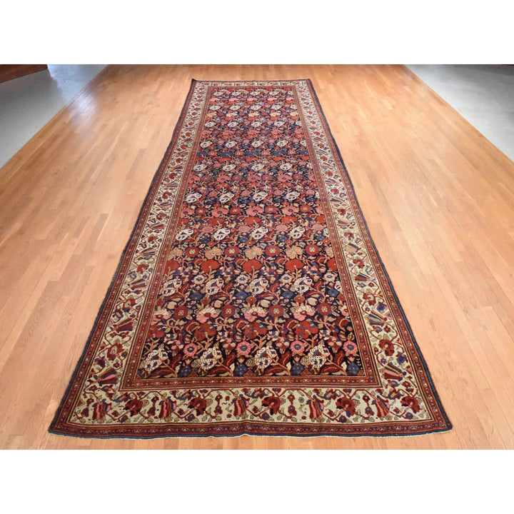 7'2" x 19'3" Vintage Hand Knotted Blue Wool Rectangle Oriental Rug - MOA10278467