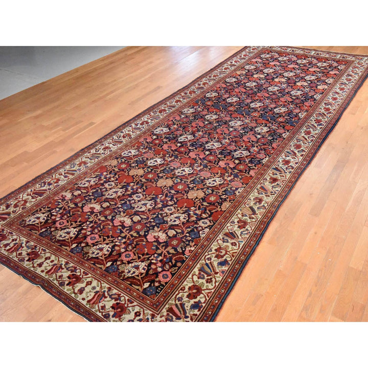7'2" x 19'3" Vintage Hand Knotted Blue Wool Rectangle Oriental Rug - MOA10278467