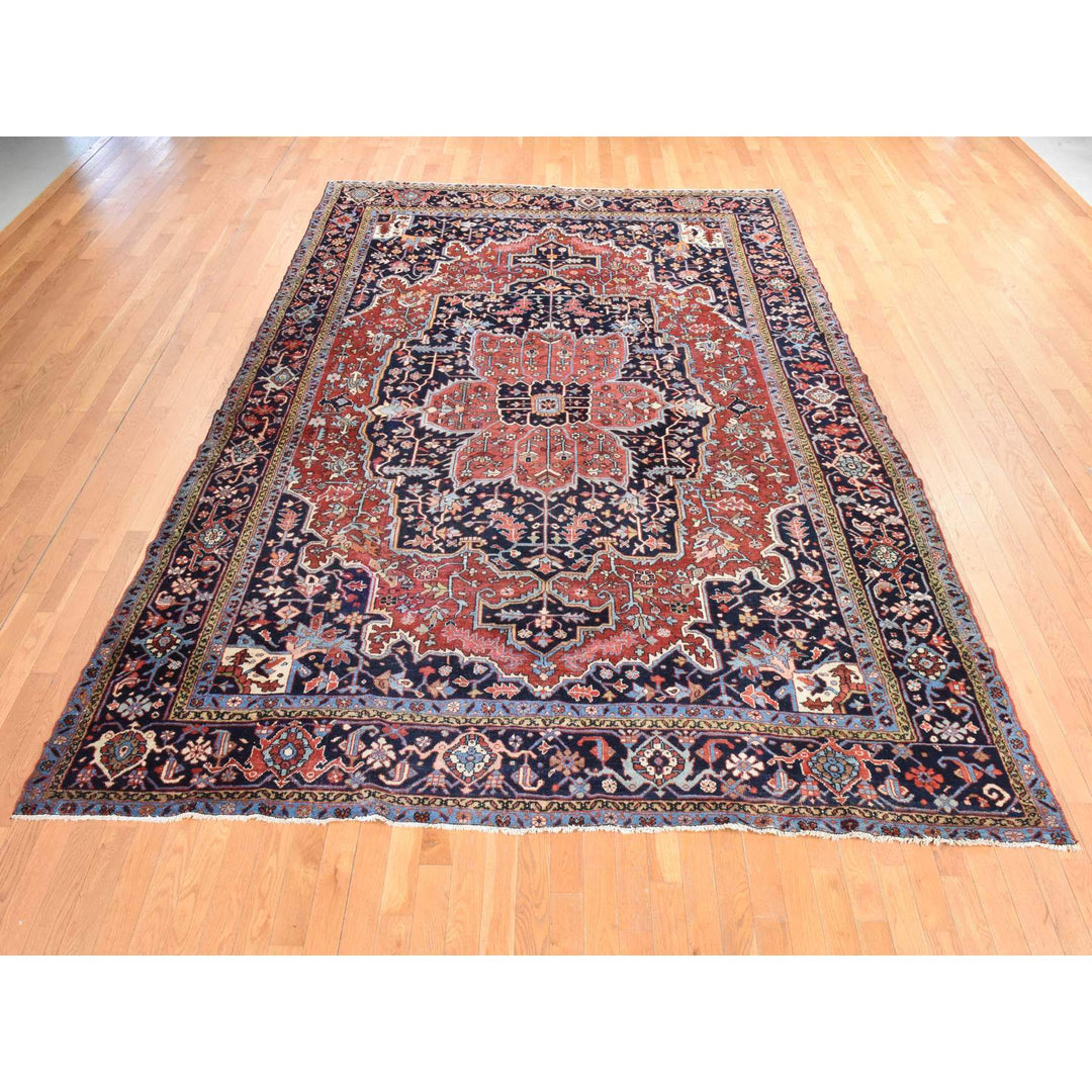 8'10" x 12'2" Vintage Hand Knotted Red Wool Rectangle Oriental Rug - MOA10278468
