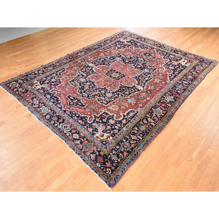 8'10" x 12'2" Vintage Hand Knotted Red Wool Rectangle Oriental Rug - MOA10278468