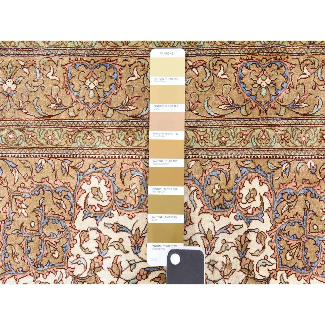 2'7" x 3'10" New Hand Knotted Ivory Silk Rectangle Oriental Rug - MOA10278469