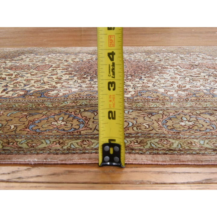 2'7" x 3'10" New Hand Knotted Ivory Silk Rectangle Oriental Rug - MOA10278469