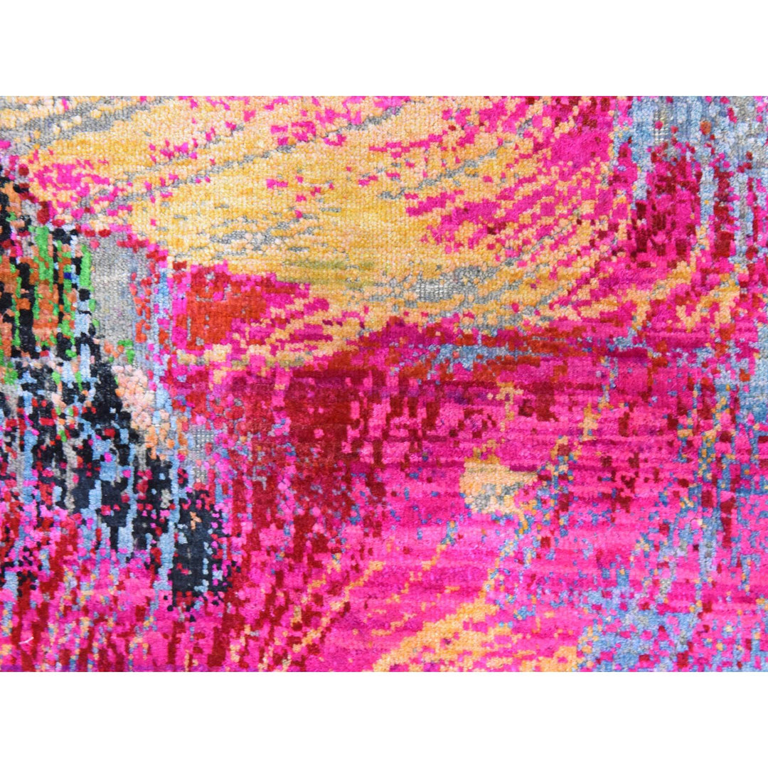 2'0" x 3'1" New Hand Knotted Pink Sari Silk Rectangle Oriental Rug - MOA10278470