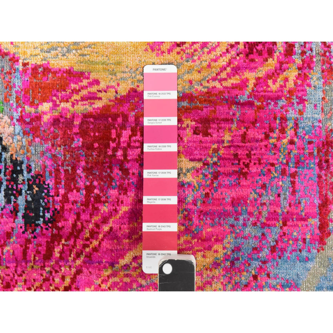 2'0" x 3'1" New Hand Knotted Pink Sari Silk Rectangle Oriental Rug - MOA10278470