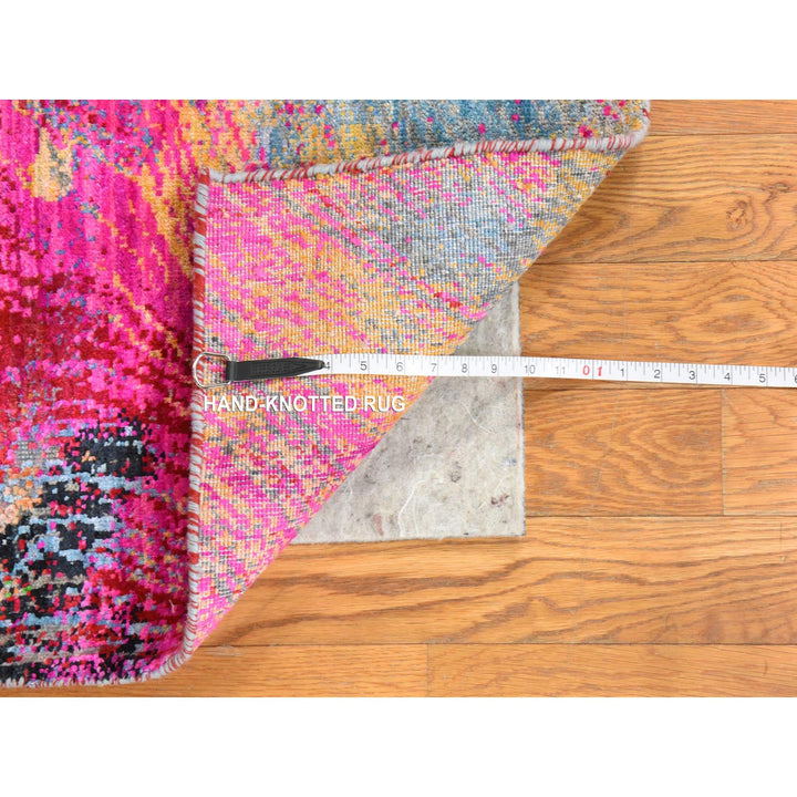 2'0" x 3'1" New Hand Knotted Pink Sari Silk Rectangle Oriental Rug - MOA10278470