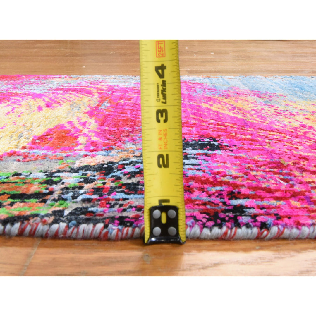 2'0" x 3'1" New Hand Knotted Pink Sari Silk Rectangle Oriental Rug - MOA10278470