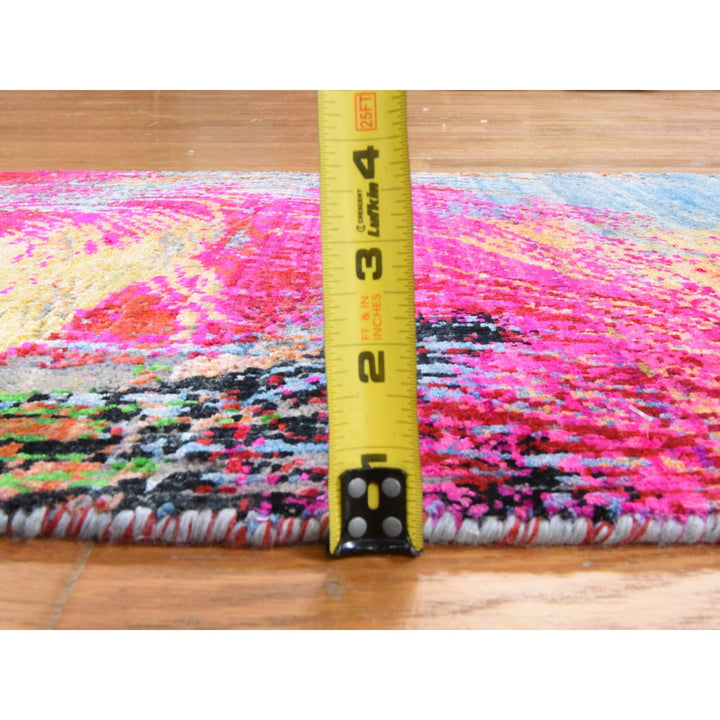 2'0" x 3'1" New Hand Knotted Pink Sari Silk Rectangle Oriental Rug - MOA10278470
