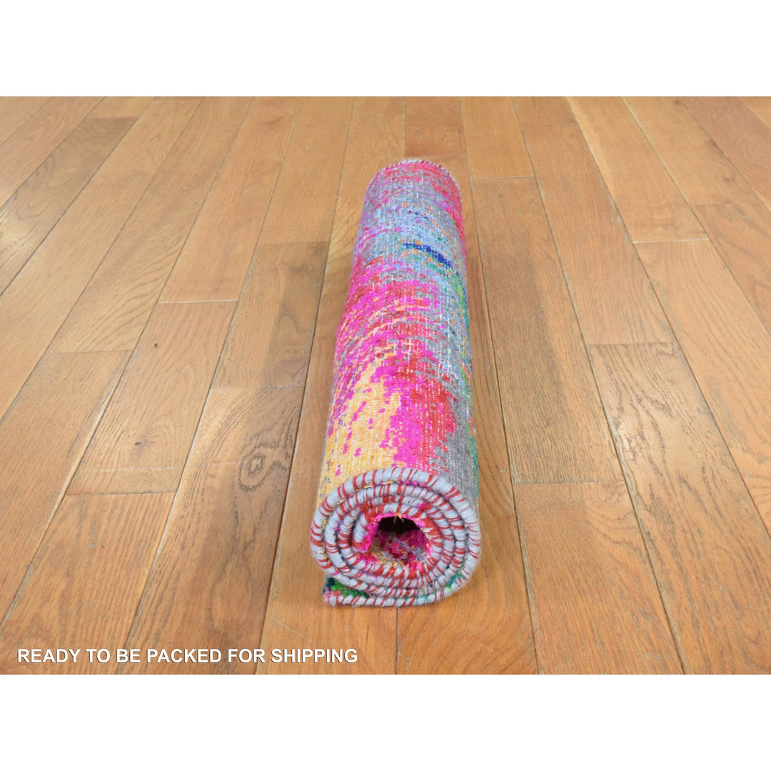 2'0" x 3'1" New Hand Knotted Pink Sari Silk Rectangle Oriental Rug - MOA10278470