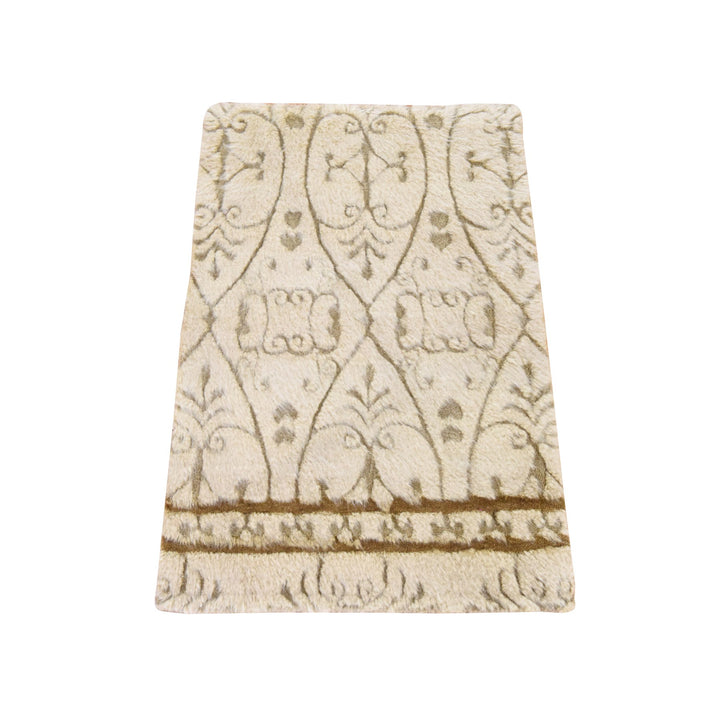 2'0" x 3'2" New Hand Knotted Beige Wool Rectangle Oriental Rug - MOA10278472