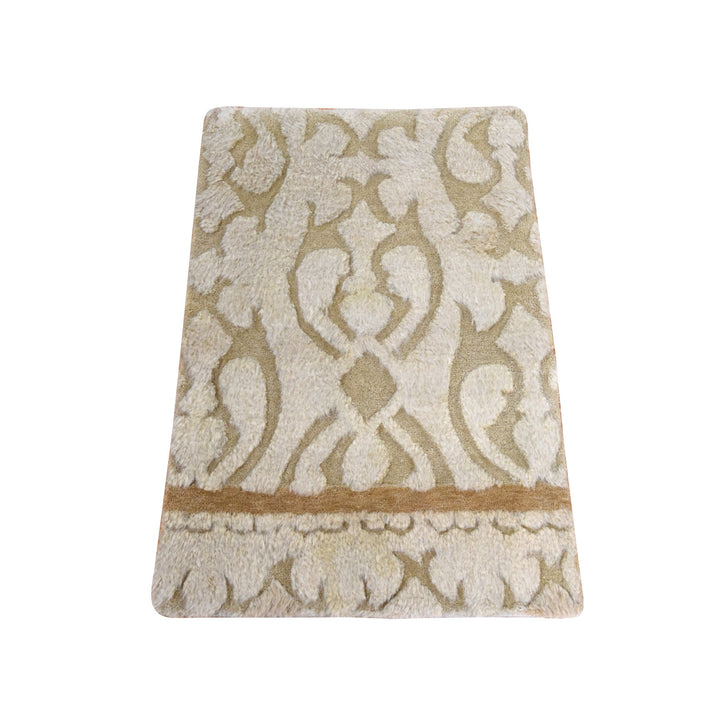 2'0" x 3'2" New Hand Knotted Beige Wool Rectangle Oriental Rug - MOA10278473