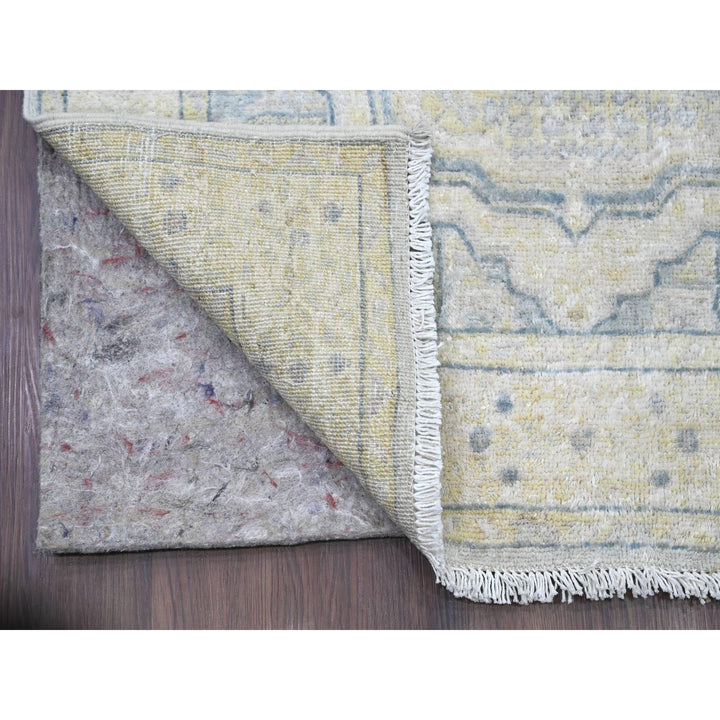 3'3" x 18'7" New Hand Knotted Grey Wool Runner Oriental Rug - MOA10278474