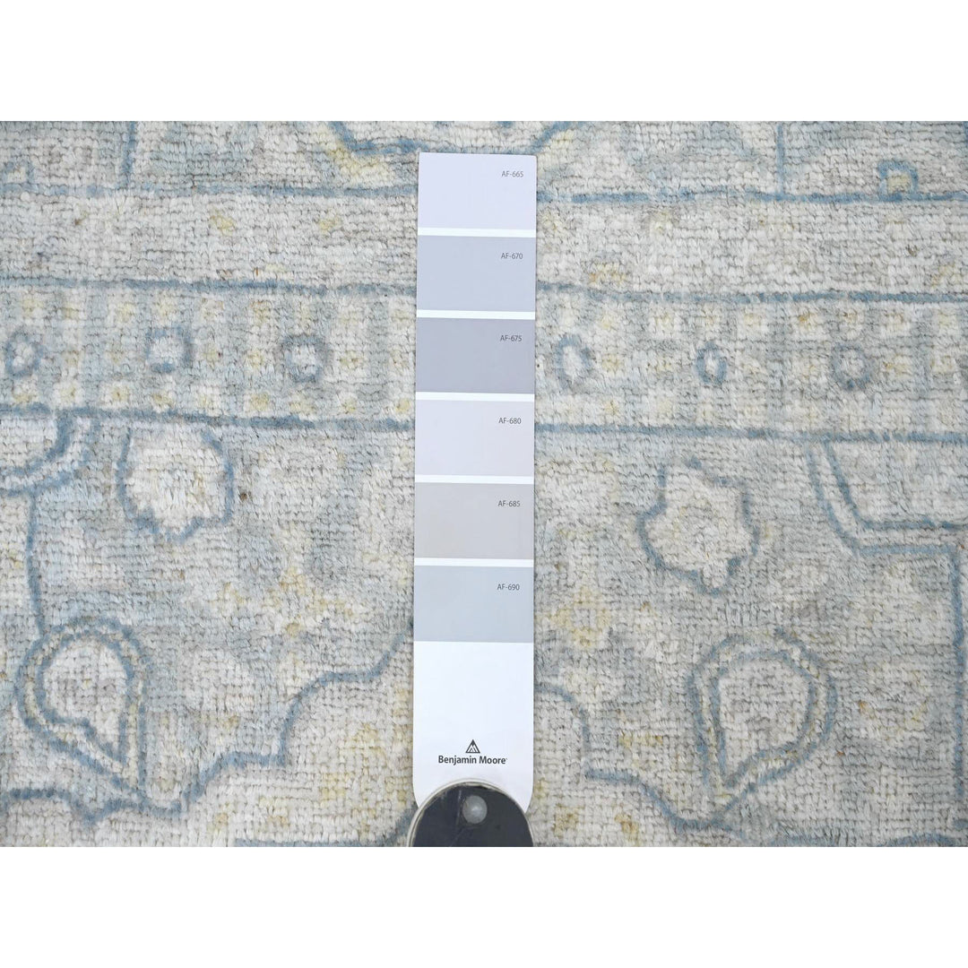 3'3" x 18'7" New Hand Knotted Grey Wool Runner Oriental Rug - MOA10278474
