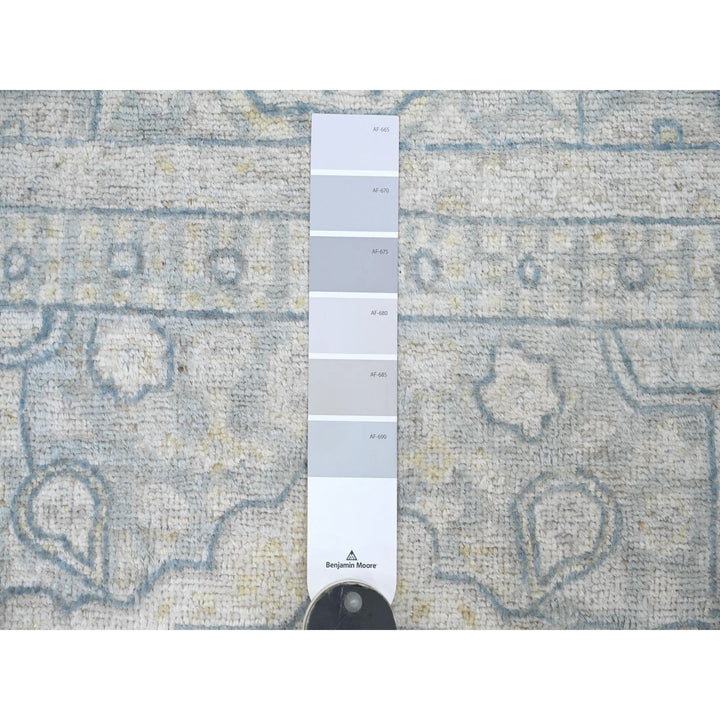 3'3" x 18'7" New Hand Knotted Grey Wool Runner Oriental Rug - MOA10278474