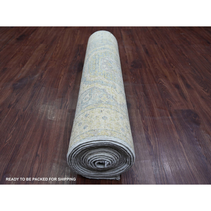 3'3" x 18'7" New Hand Knotted Grey Wool Runner Oriental Rug - MOA10278474