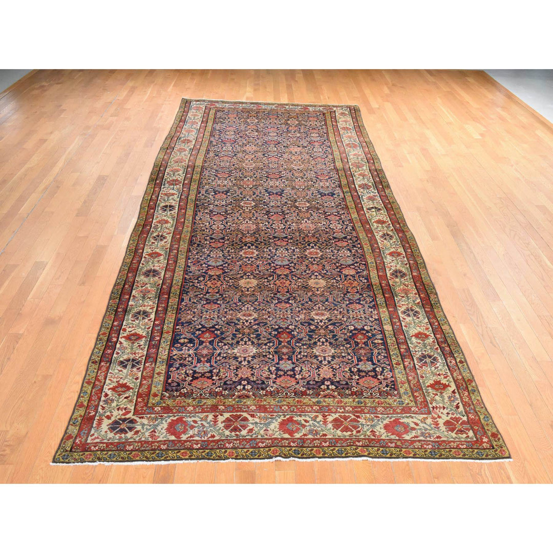6'4" x 16'3" Vintage Hand Knotted Blue Wool Runner Oriental Rug - MOA10278475