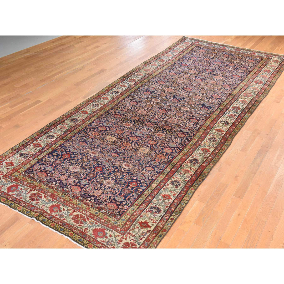 6'4" x 16'3" Vintage Hand Knotted Blue Wool Runner Oriental Rug - MOA10278475