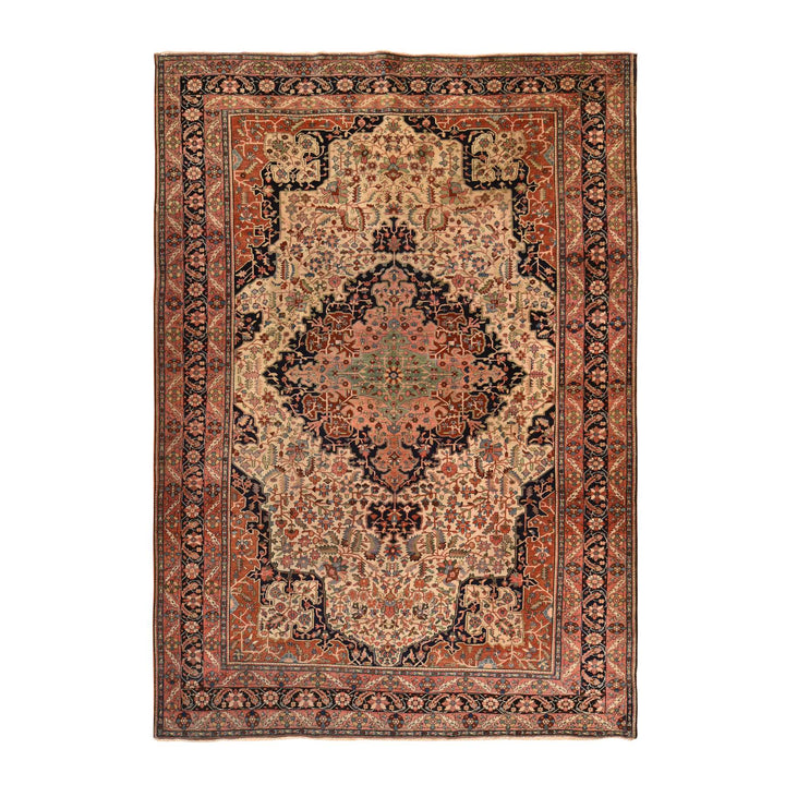 8'5" x 11'4" Vintage Hand Knotted Ivory Wool Rectangle Oriental Rug - MOA10278476
